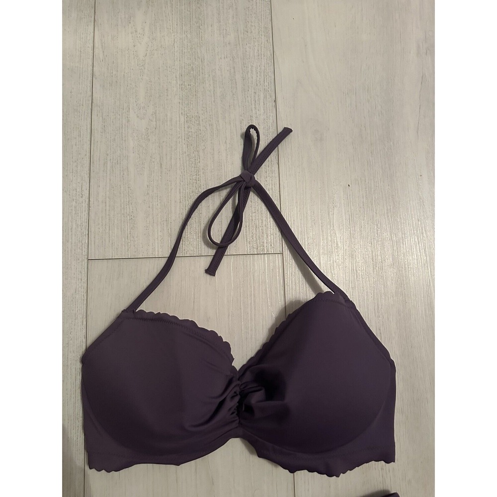 VINTAGE Victoria's Secret 2-pc Bikini Swimsuit Purple Underwire Sz 36D / M - Picture 3 of 7